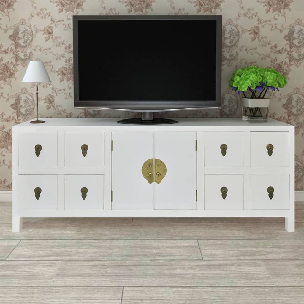 Wooden Sideboard Asian Style with 8 Drawers and 2 Doors - Newstart Furniture