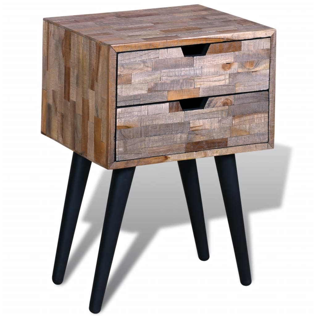 Nightstand with 2 Drawers Reclaimed Teak Wood - Newstart Furniture