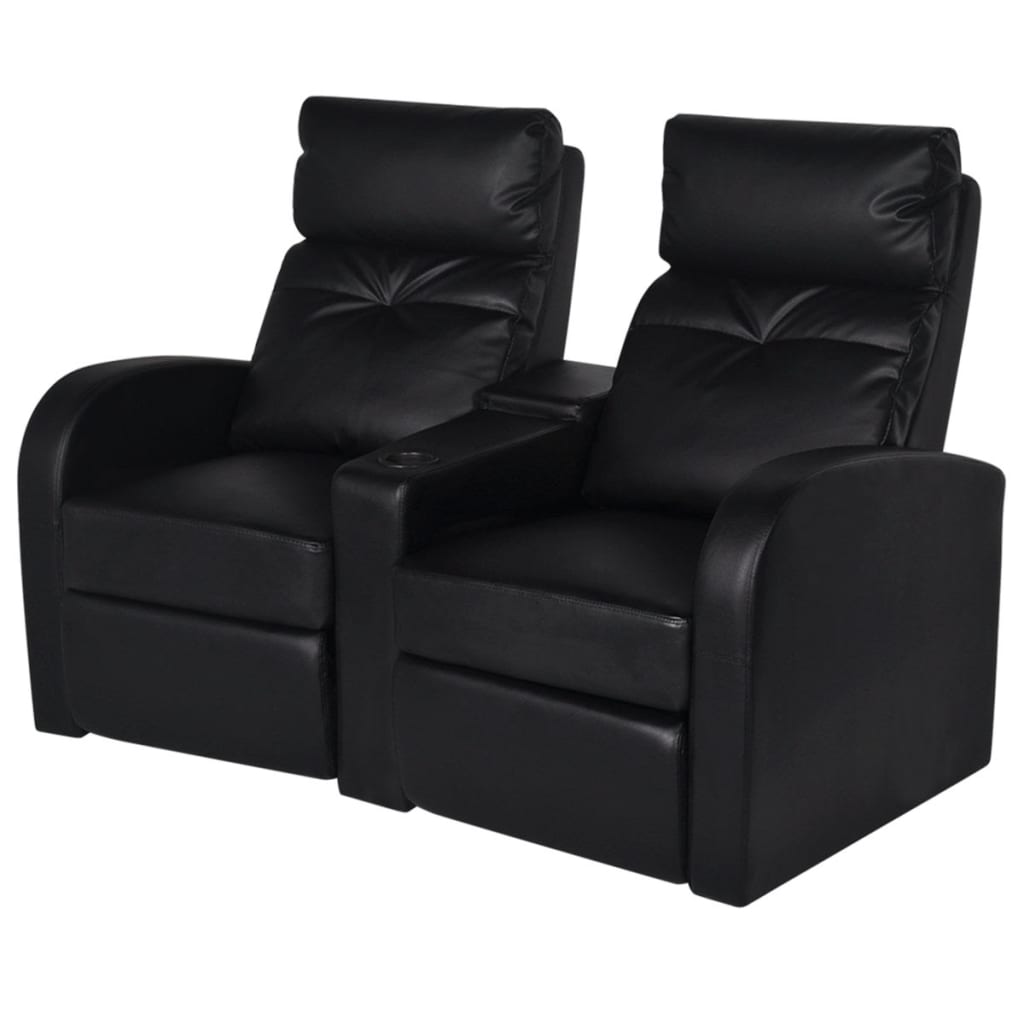 Recliner 2-seat Artificial Leather Black - Newstart Furniture