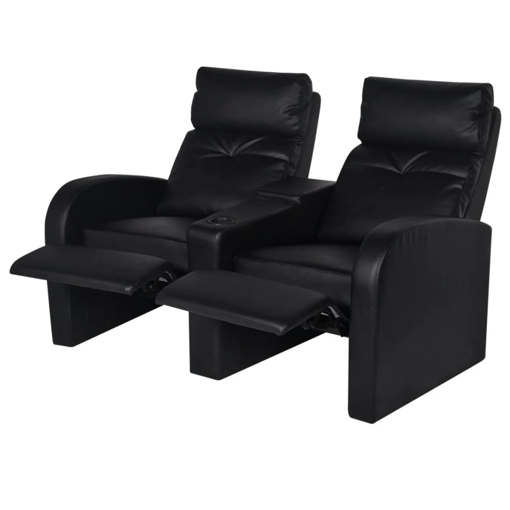 Recliner 2-seat Artificial Leather Black - Newstart Furniture