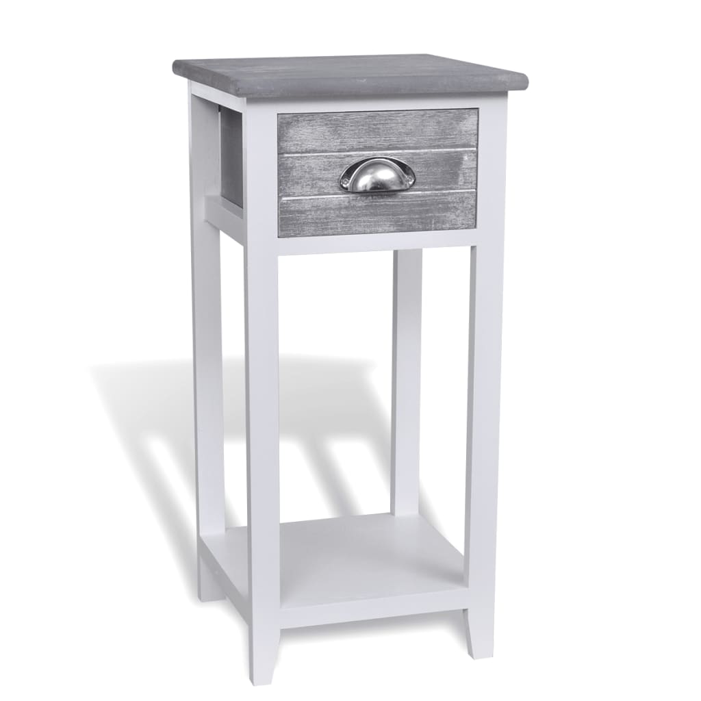 Nightstand with 1 Drawer Grey and White - Newstart Furniture