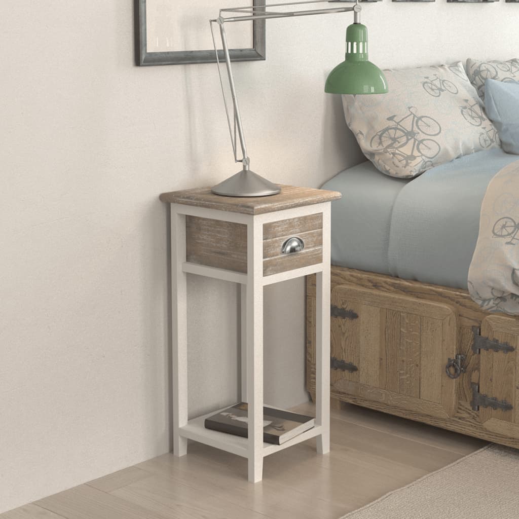 Nightstand with 1 Drawer Brown and White - Newstart Furniture