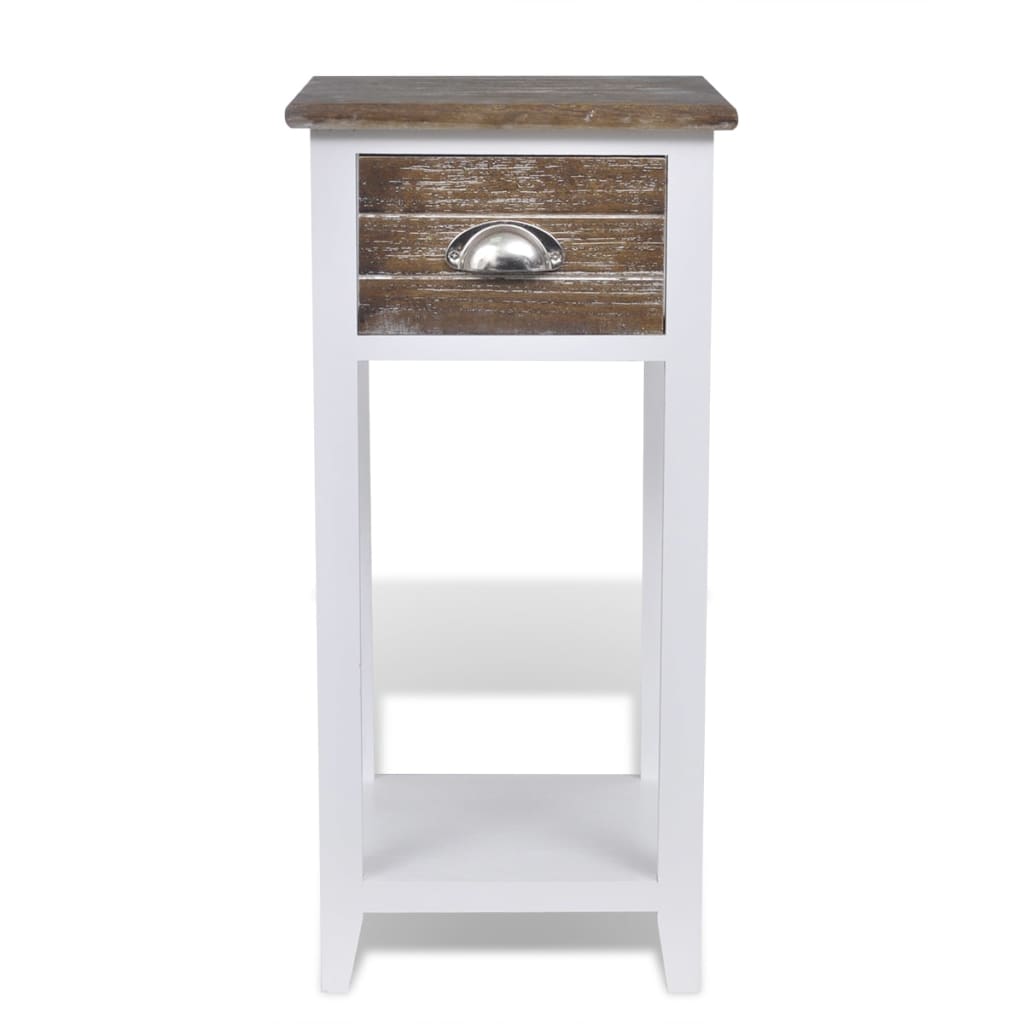 Nightstand with 1 Drawer Brown and White - Newstart Furniture