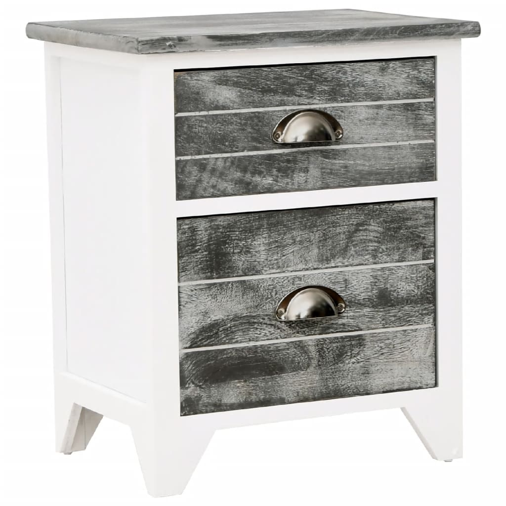 Nightstand 2 pcs with 2 Drawers Grey and White - Newstart Furniture