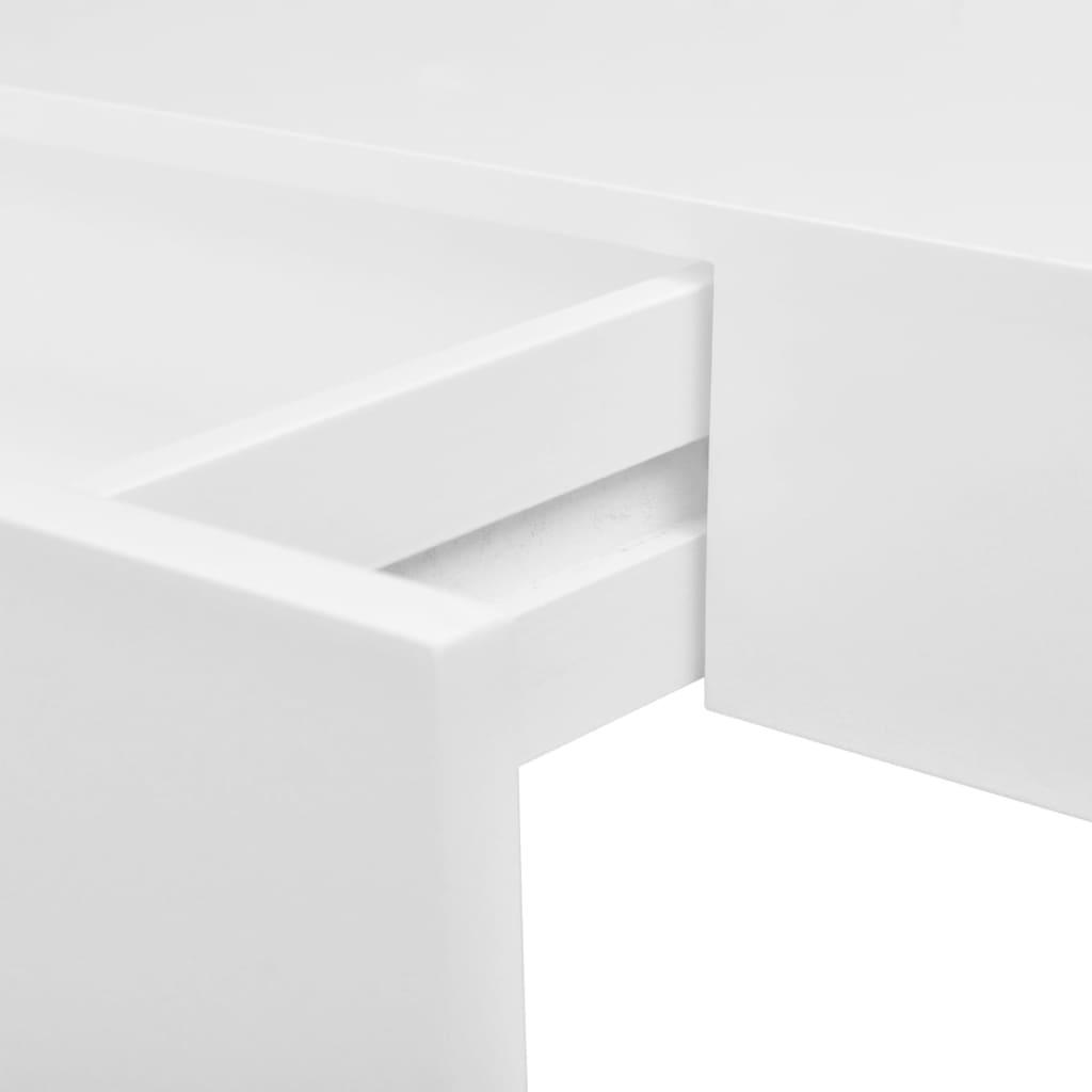 White MDF Floating Wall Display Shelf 1 Drawer Book/DVD Storage - Newstart Furniture