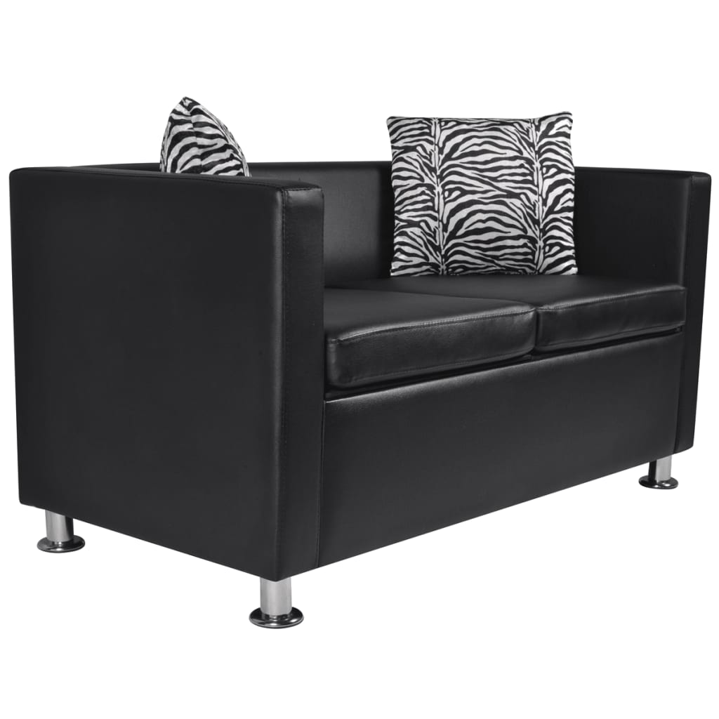 Sofa 2-Seater Artificial Leather Black - Newstart Furniture