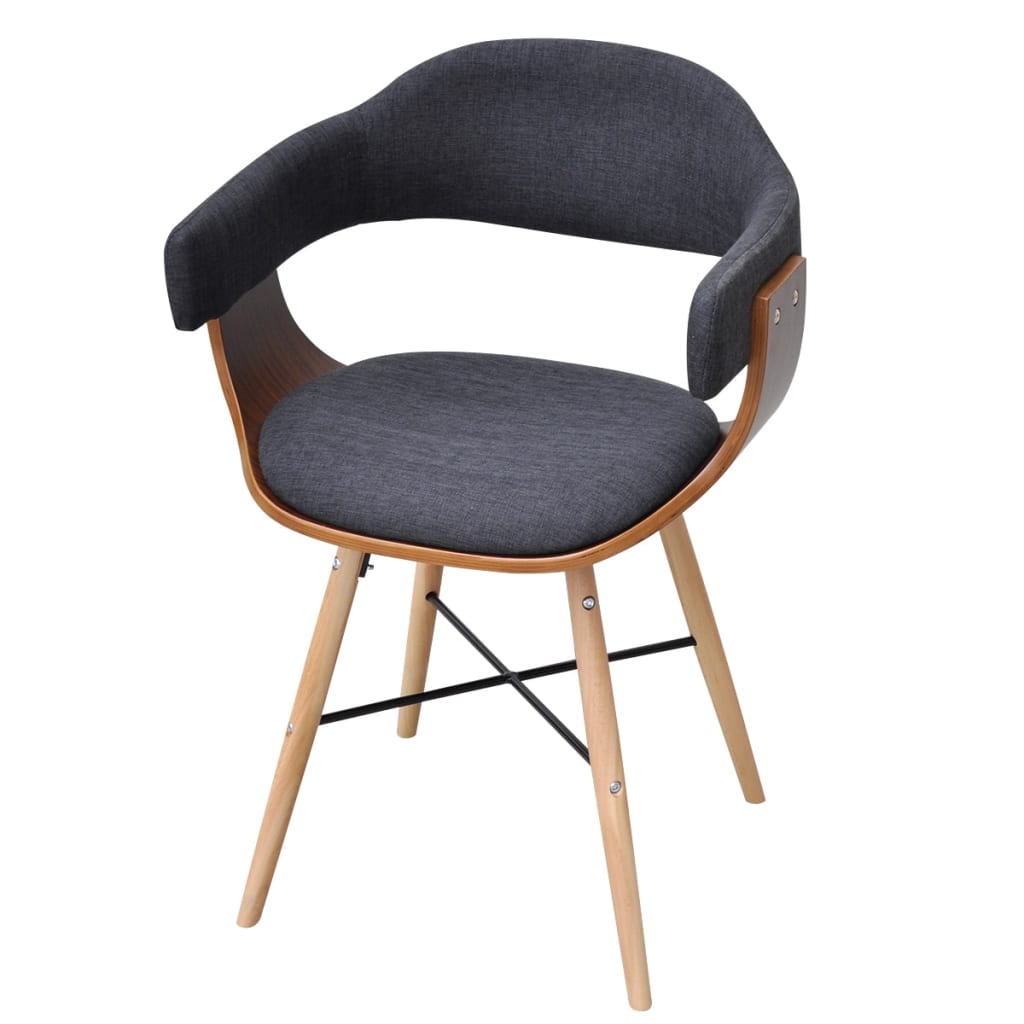 Dining Chairs 6 pcs Dark Grey Bent Wood and Fabric - Newstart Furniture