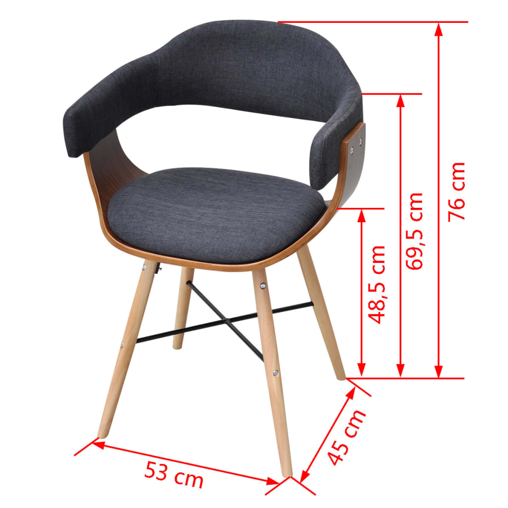Dining Chairs 6 pcs Dark Grey Bent Wood and Fabric - Newstart Furniture