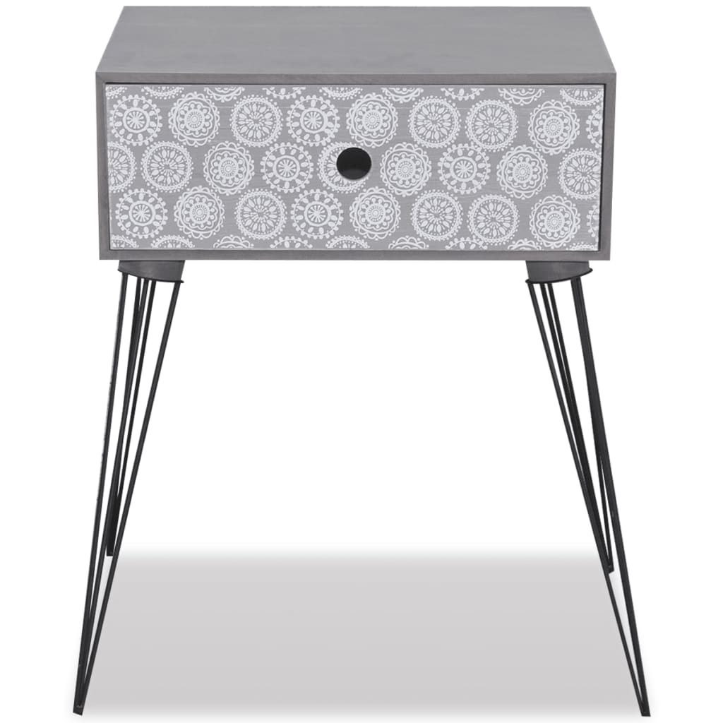 Nightstand with 1 Drawer Rectangular Grey - Newstart Furniture
