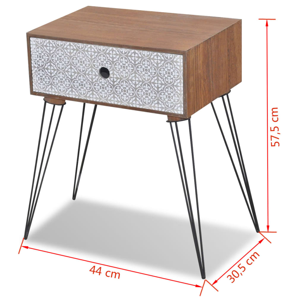 Nightstand with 1 Drawer Rectangular Brown - Newstart Furniture