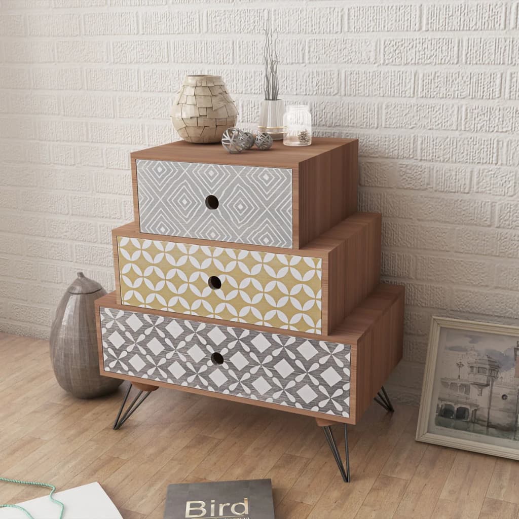 Nightstand with 3 Drawers Brown - Newstart Furniture