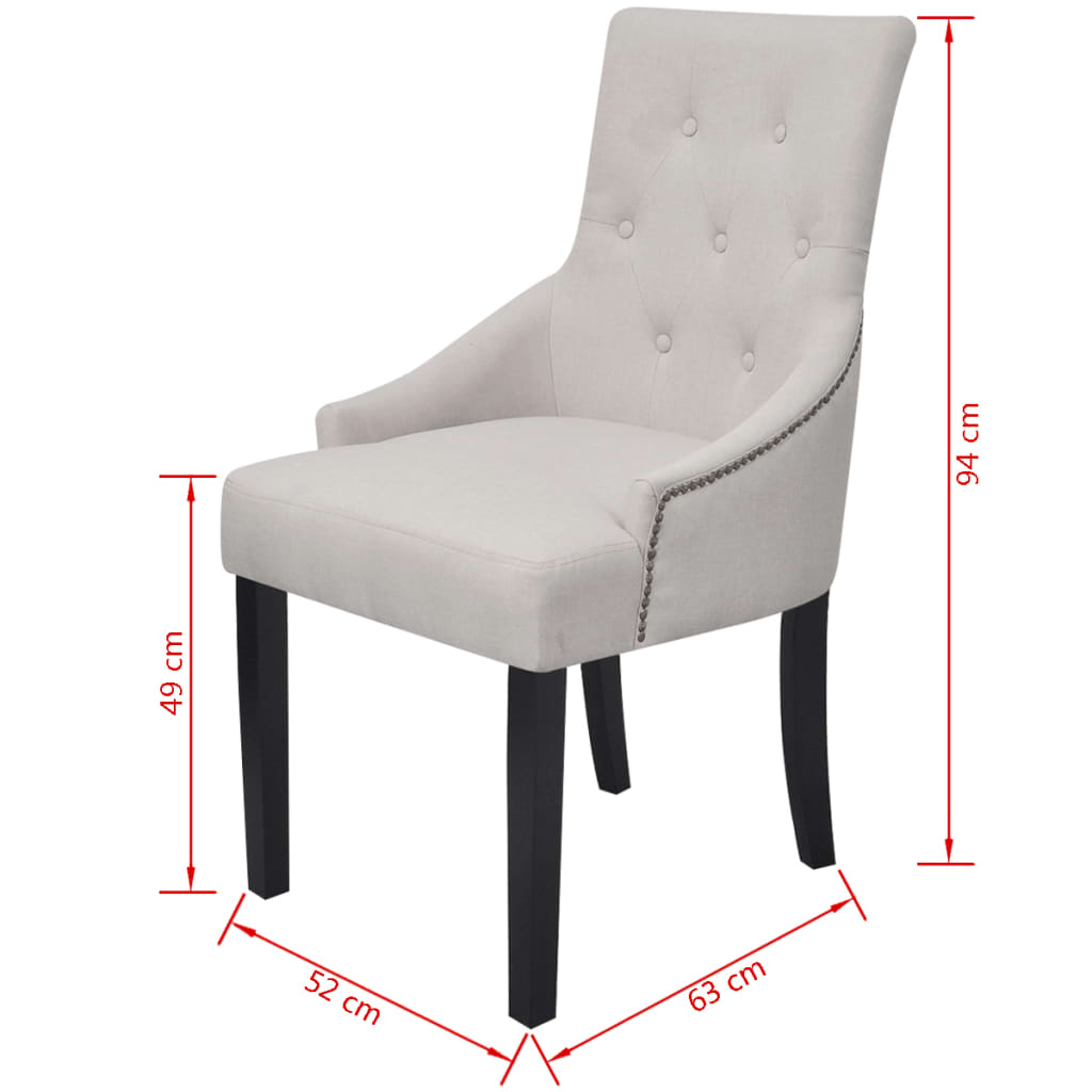Dining Chairs 2 pcs Cream Grey Fabric - Newstart Furniture