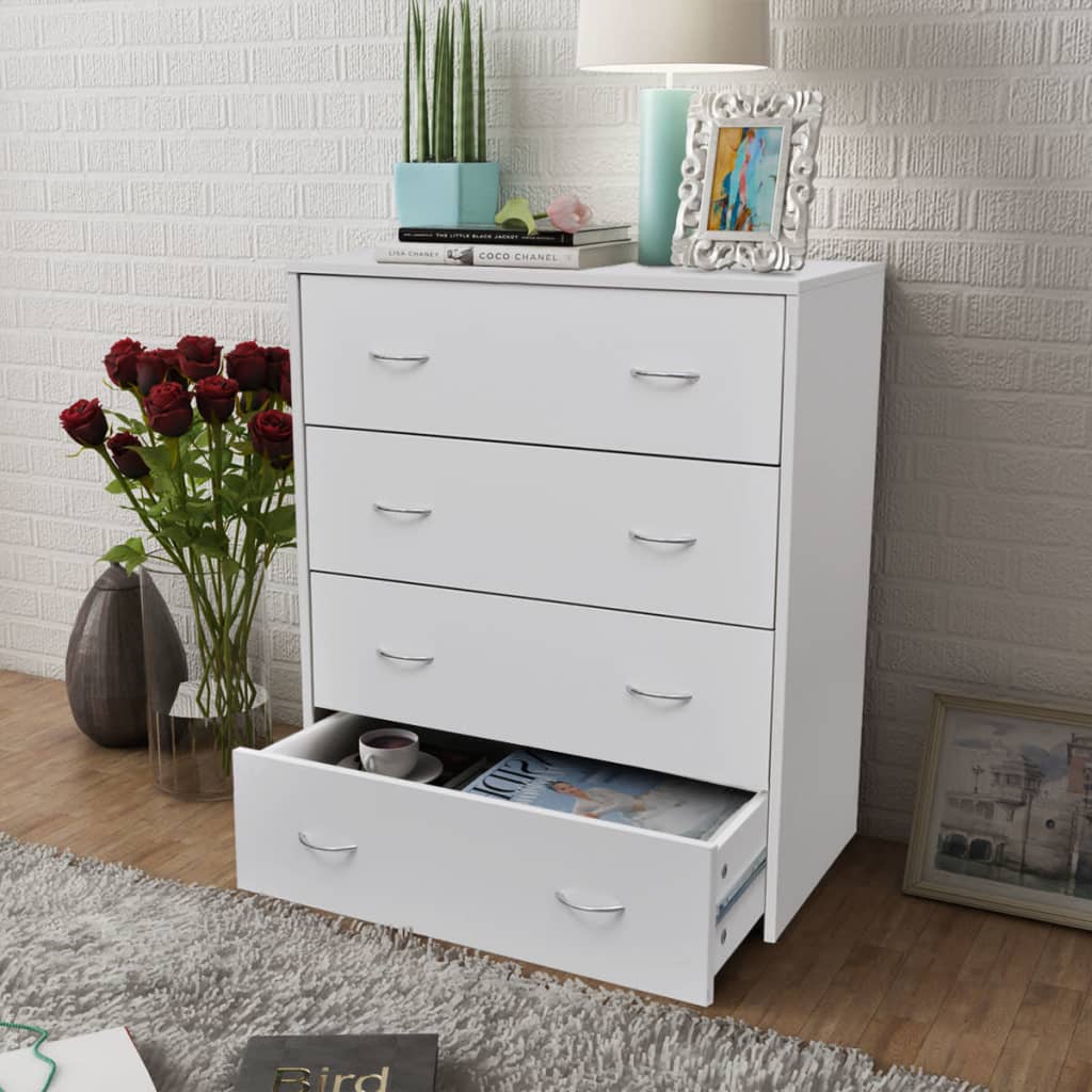 Sideboard with 4 Drawers 60x30.5x71 cm White - Newstart Furniture