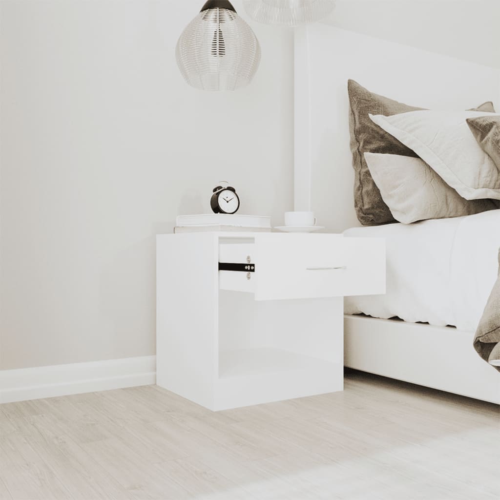 Nightstand 2 pcs with Drawer White - Newstart Furniture