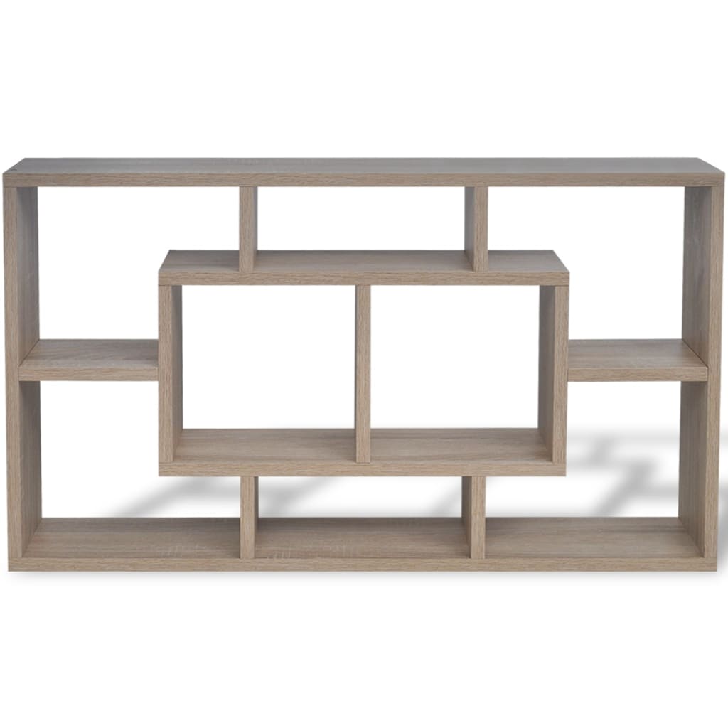 Floating Wall Display Shelf 8 Compartments Oak Colour - Newstart Furniture