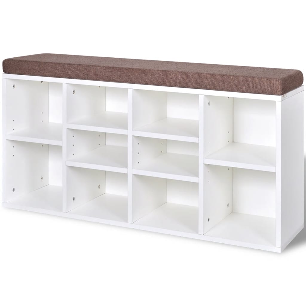 Shoe Storage Bench 10 Compartments White - Newstart Furniture
