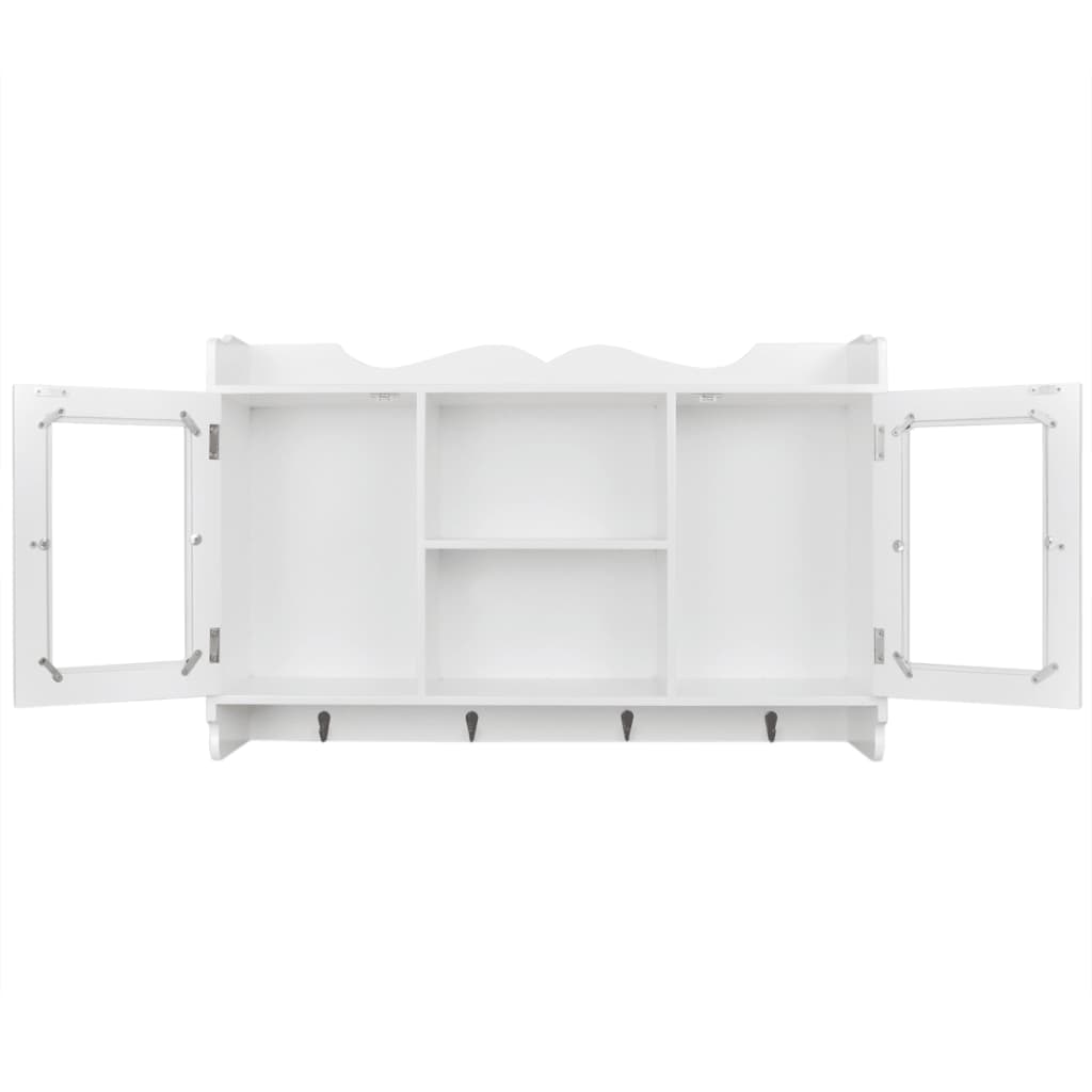 Wall Cabinet Display Shelf Book/DVD/Glass Storage White MDF - Newstart Furniture