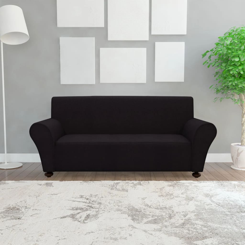 Stretch Couch Slipcover Black Polyester Jersey - Newstart Furniture