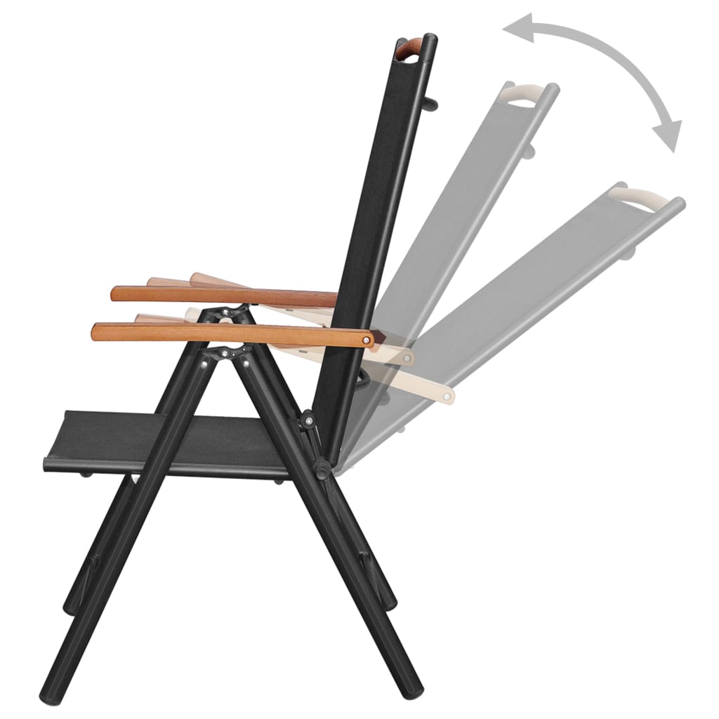 Folding Garden Chairs 4 pcs Aluminium and Textilene Black - Newstart Furniture
