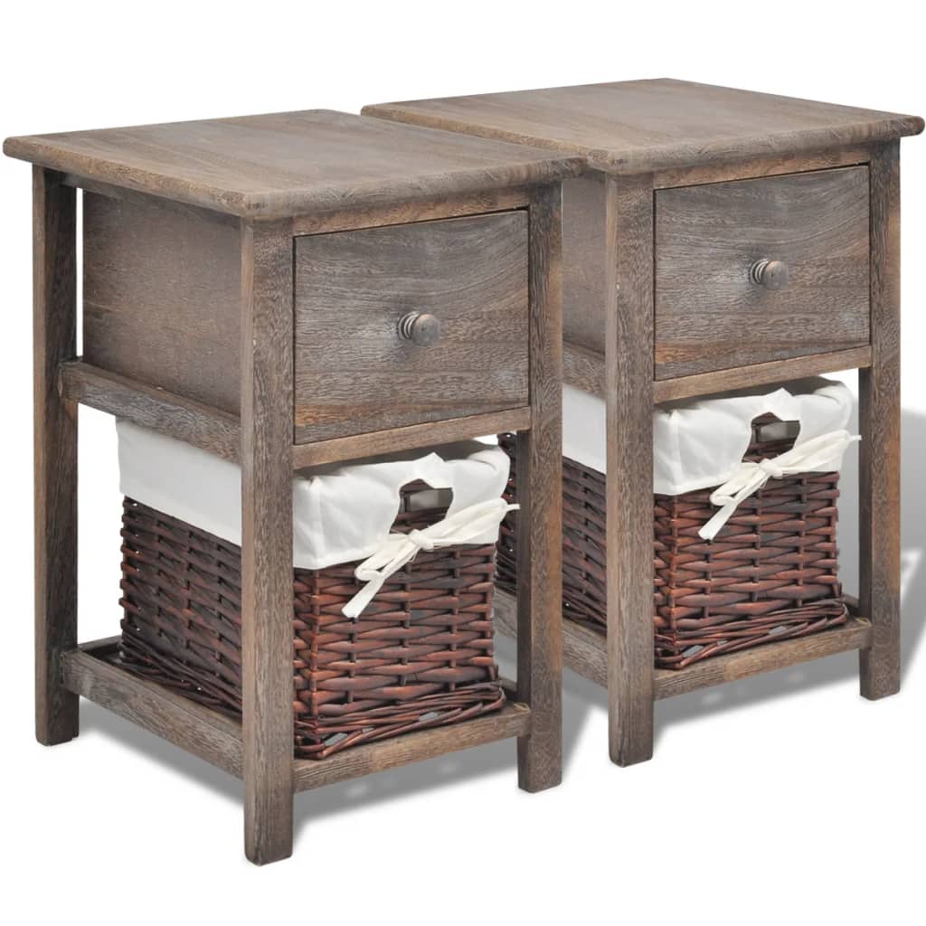 Bedside Cabinets 2 pcs Wood Brown - Newstart Furniture