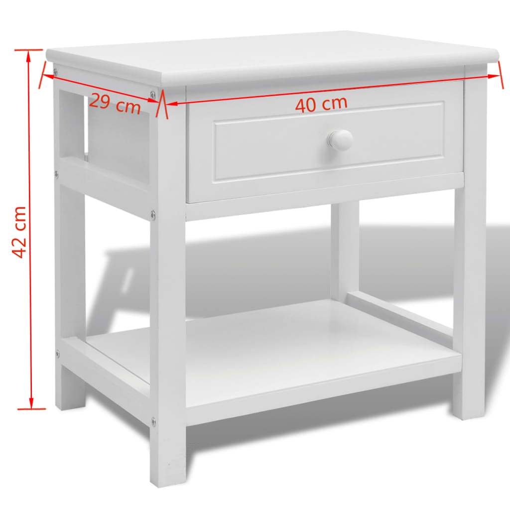 Bedside Cabinet Wood White - Newstart Furniture