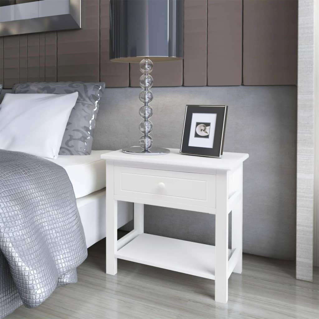 Bedside Cabinets 2 pcs Wood White - Newstart Furniture