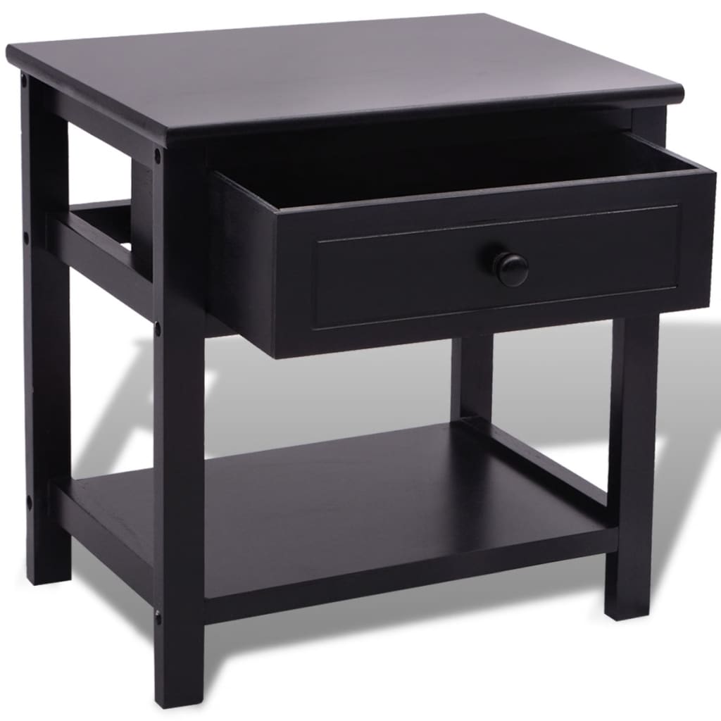 Bedside Cabinet Wood Black - Newstart Furniture
