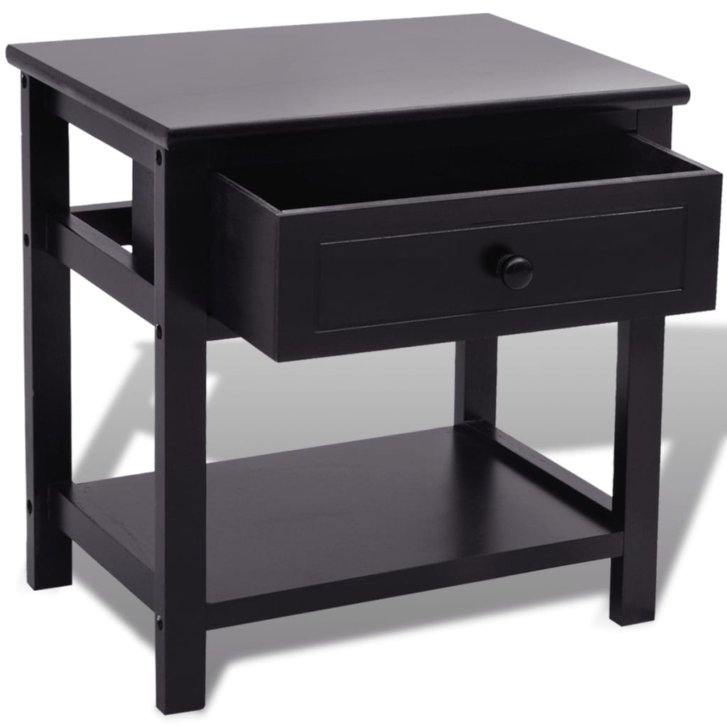 Bedside Cabinets 2 pcs Wood Black - Newstart Furniture