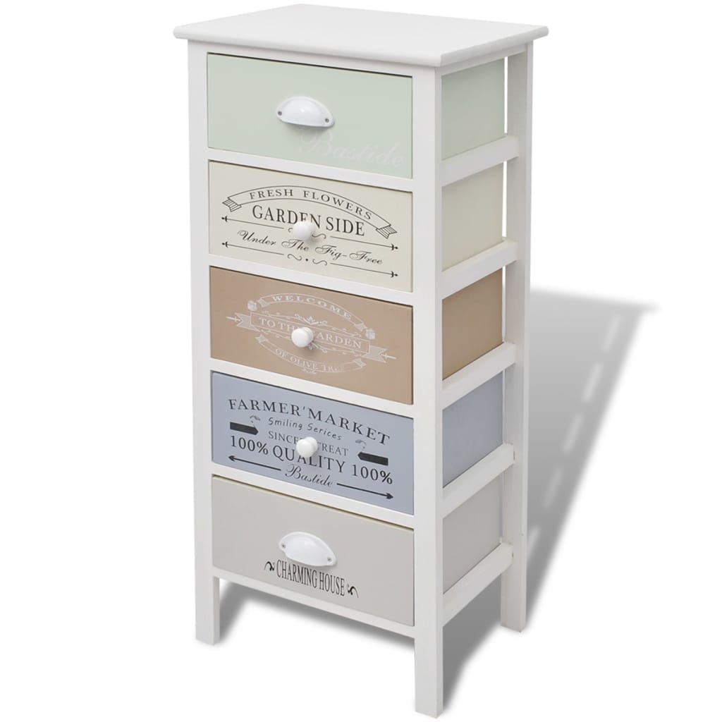 French Storage Cabinet 5 Drawers Wood - Newstart Furniture