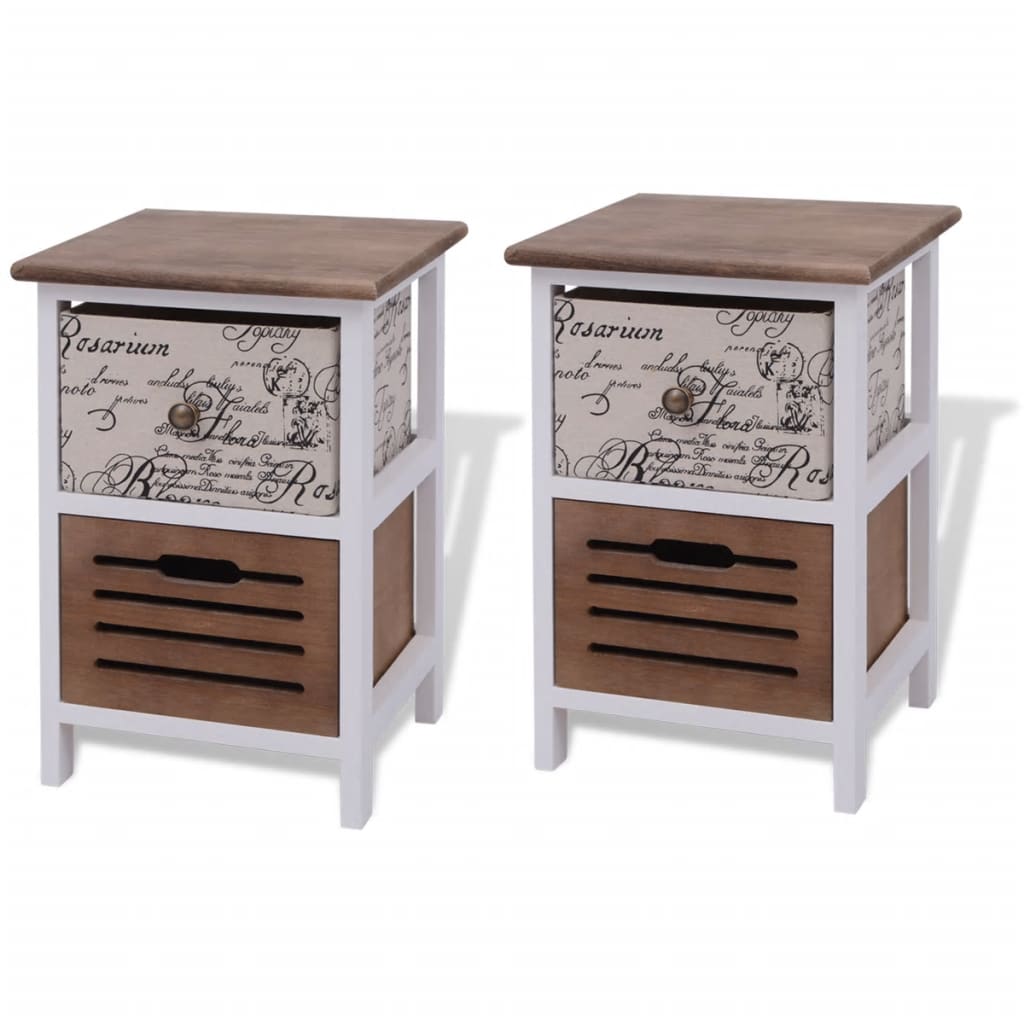 Bedside Cabinets 2 pcs Wood - Newstart Furniture