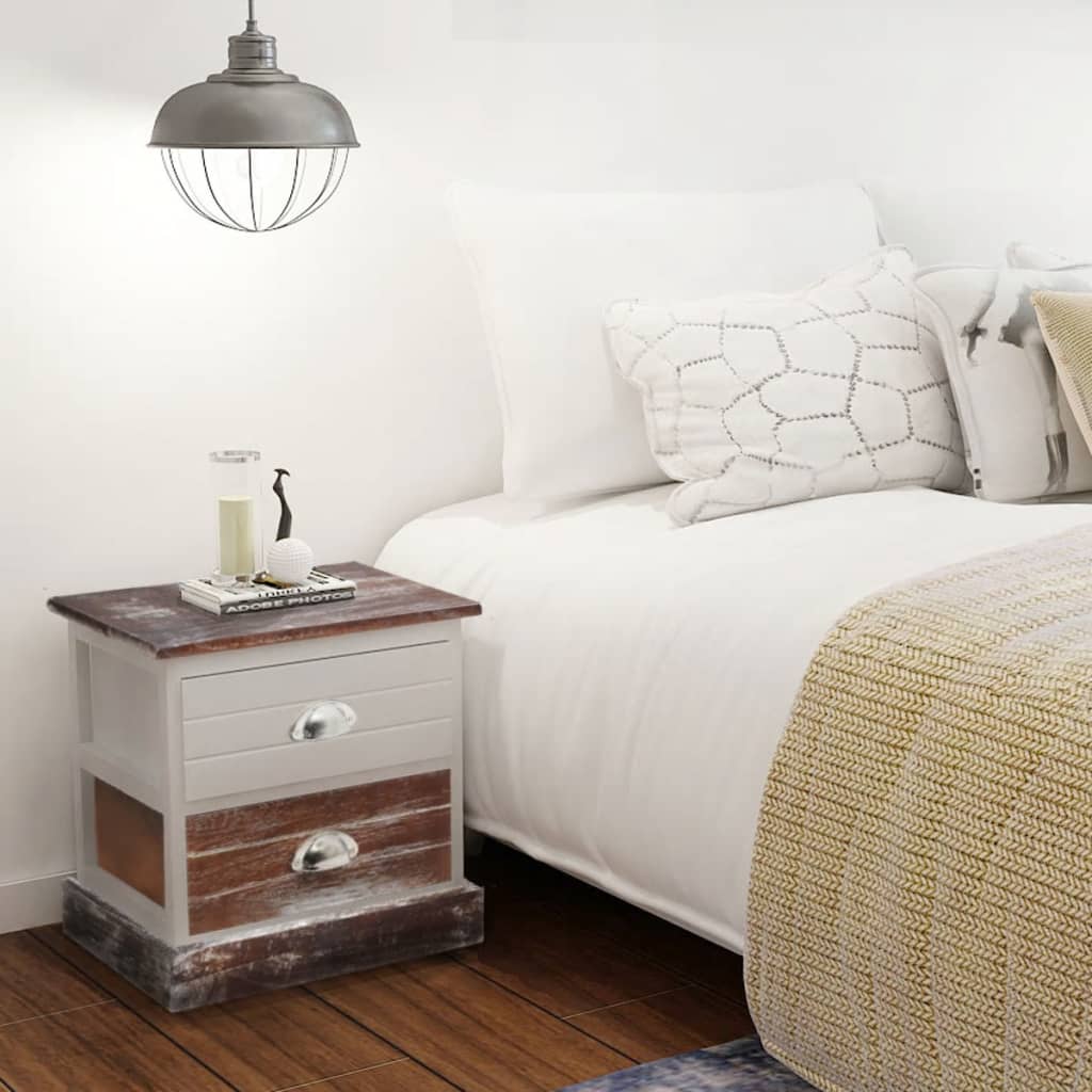 Bedside Cabinets 2 pcs Brown and White - Newstart Furniture