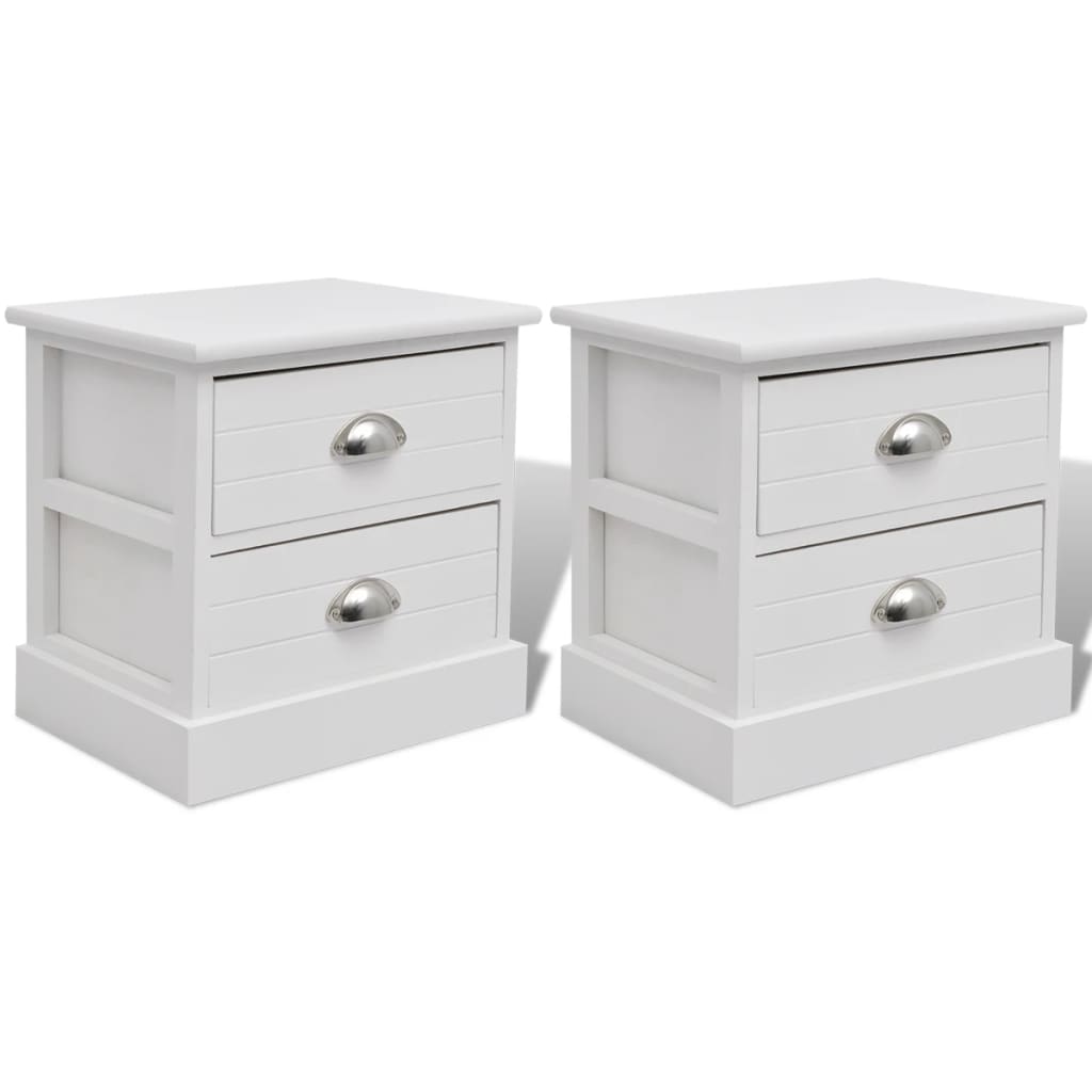 French Bedside Cabinets 2 pcs White - Newstart Furniture