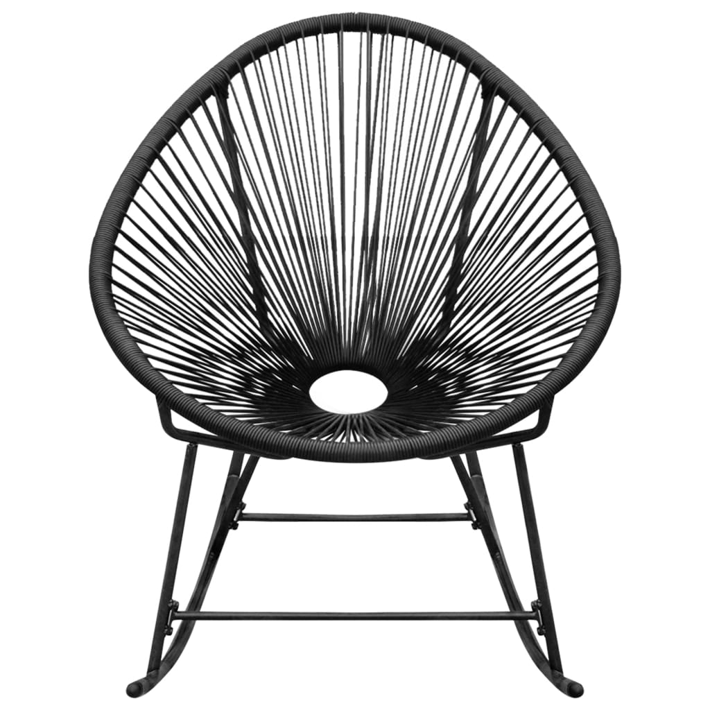 Outdoor Rocking Chair Black Poly Rattan - Newstart Furniture