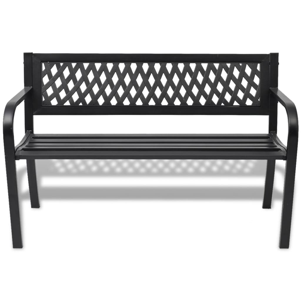 Garden Bench 118 cm Steel Black - Newstart Furniture