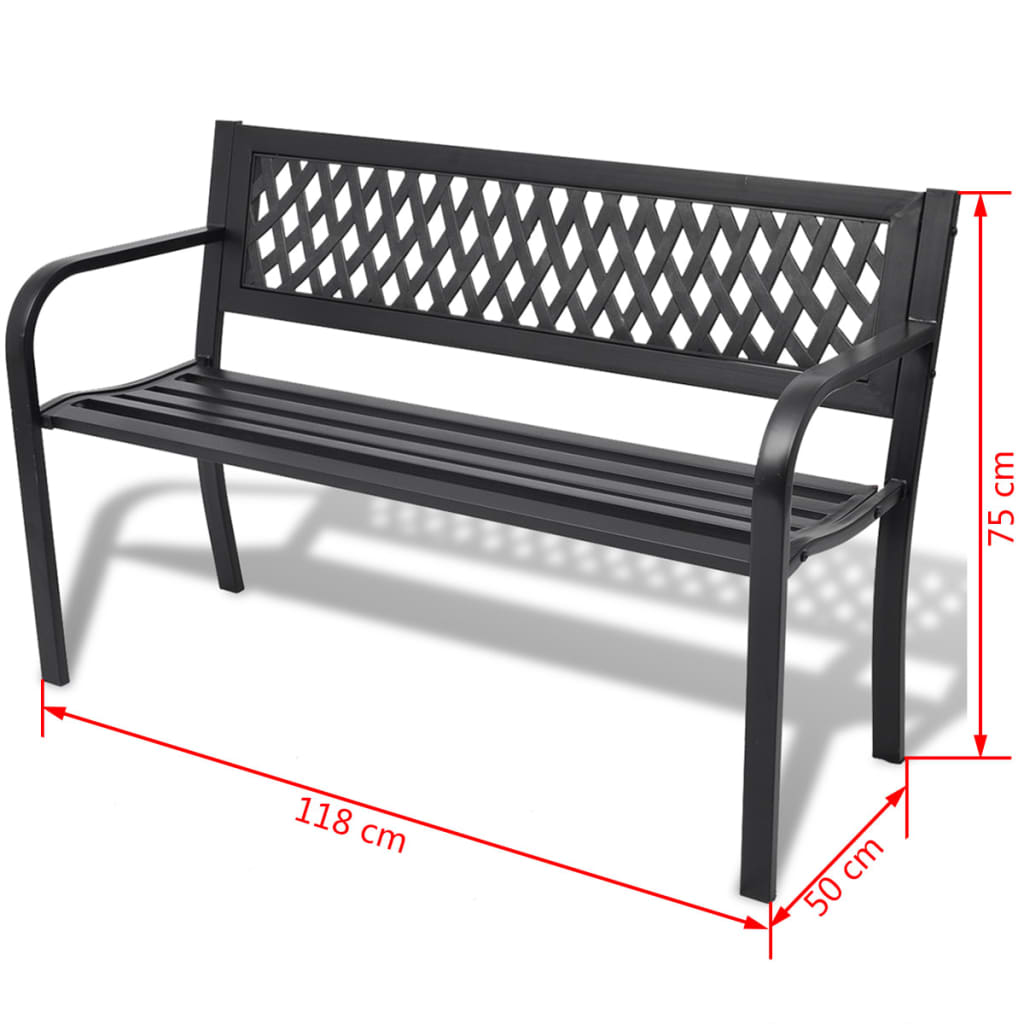 Garden Bench 118 cm Steel Black - Newstart Furniture