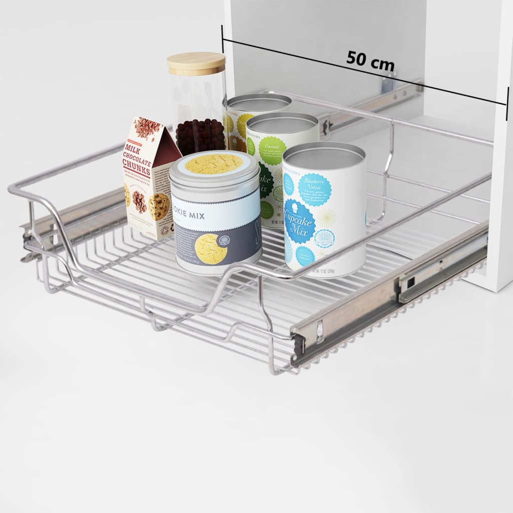 Pull-Out Wire Baskets 2 pcs Silver 500 mm - Newstart Furniture