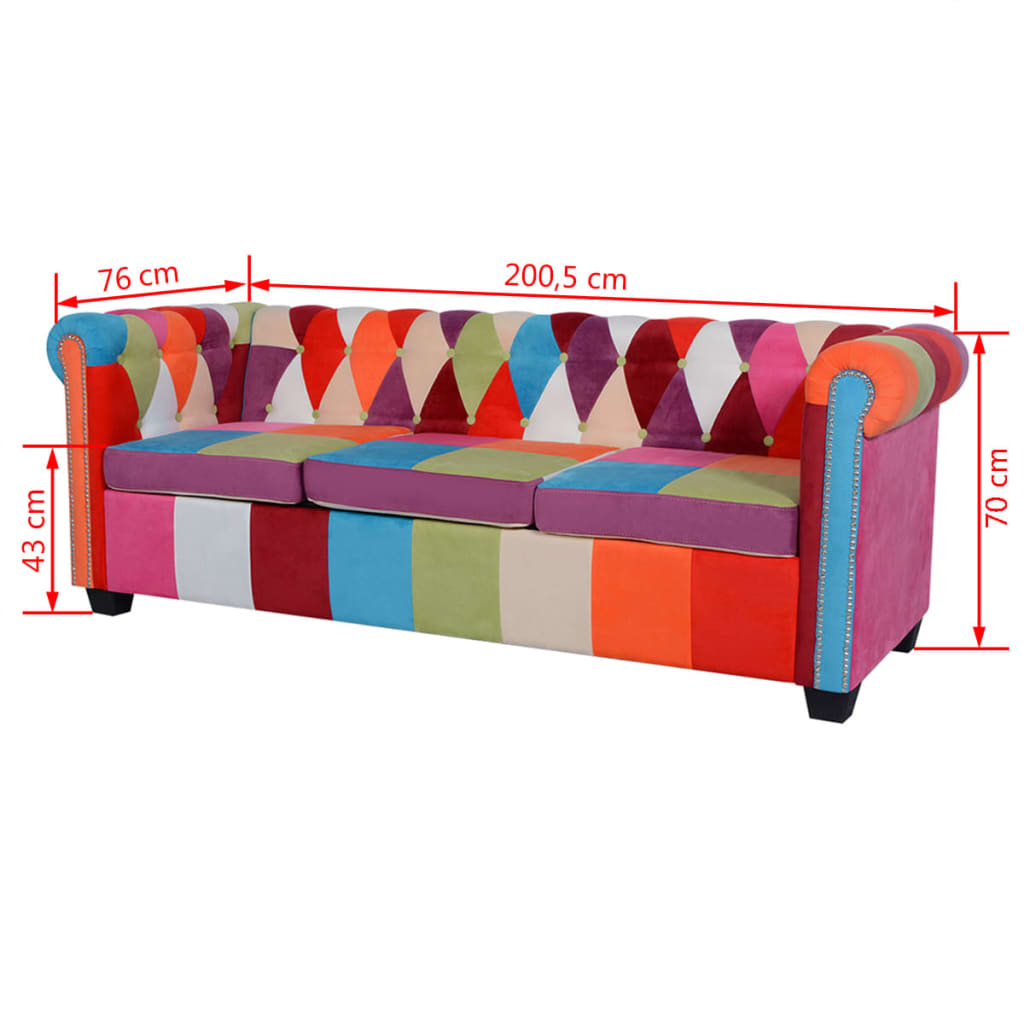 Chesterfield Sofa 3-Seater Fabric - Newstart Furniture