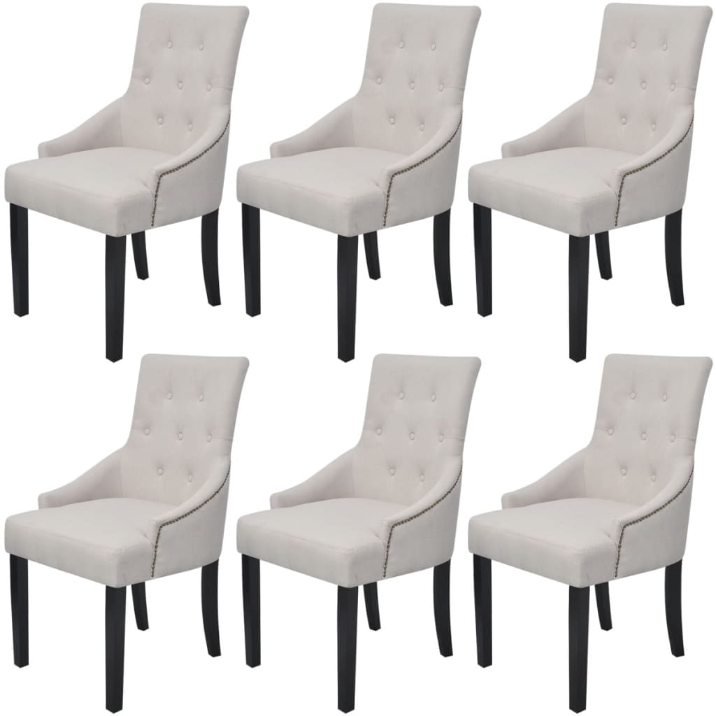 Dining Chairs 6 pcs Cream Grey Fabric - Newstart Furniture