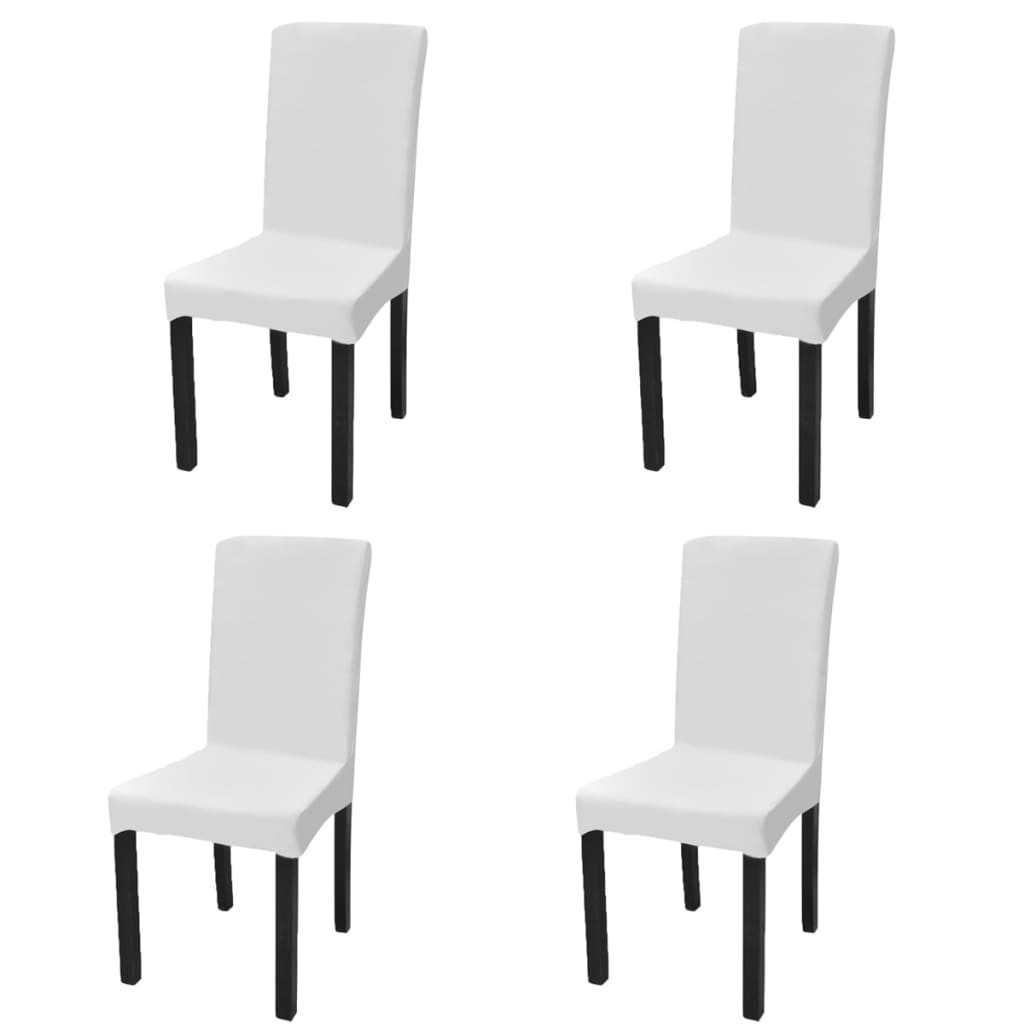 Straight Stretchable Chair Cover 4 pcs White - Newstart Furniture