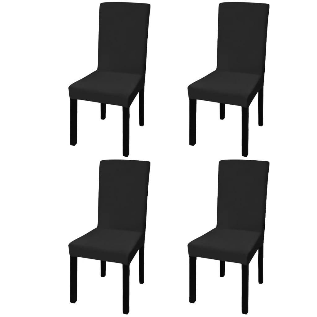 Straight Stretchable Chair Cover 4 pcs Black - Newstart Furniture