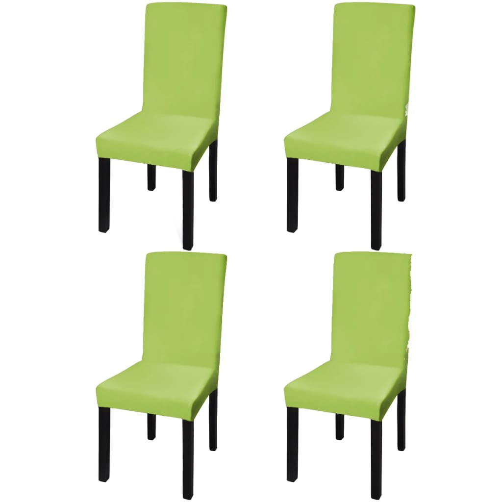Straight Stretchable Chair Cover 4 pcs Green - Newstart Furniture