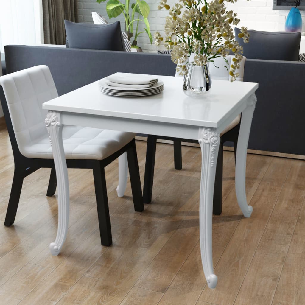 Dining Table 80x80x76 cm High Gloss White - Newstart Furniture
