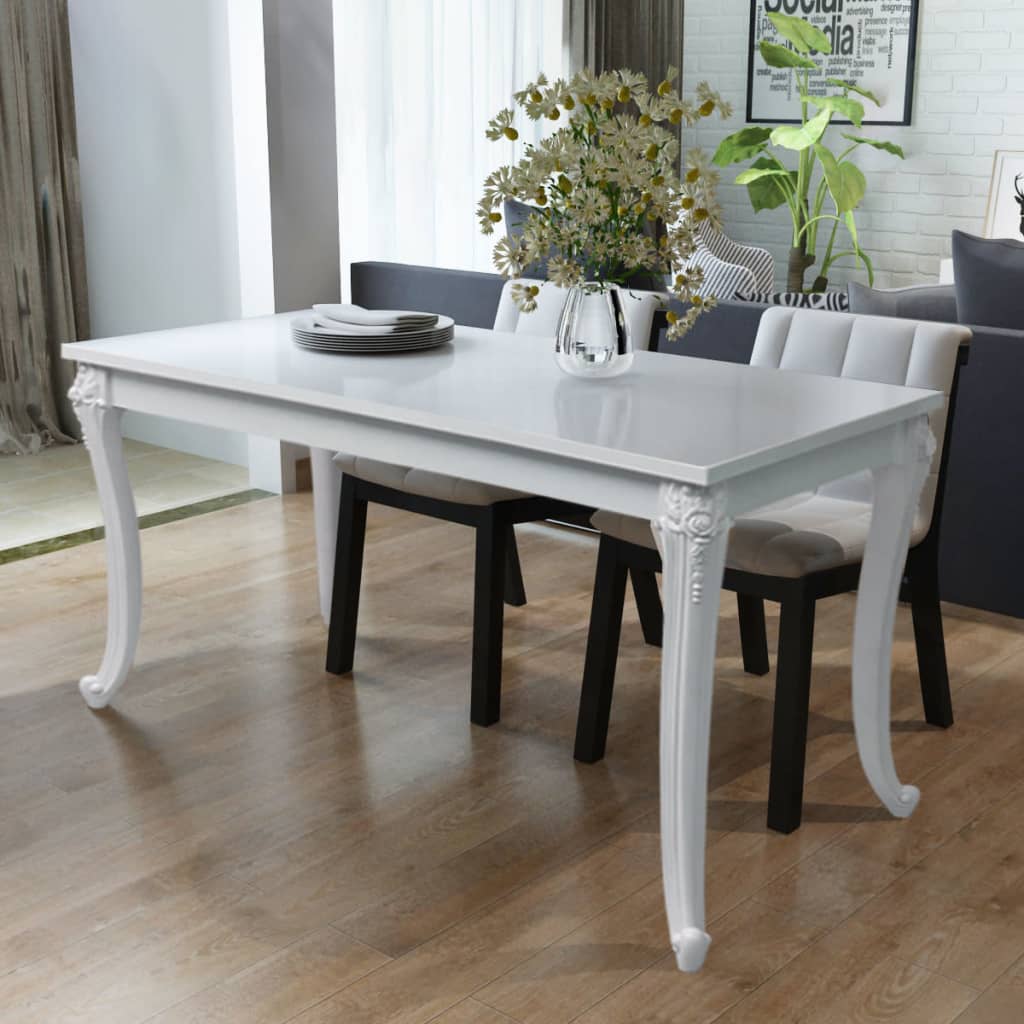 Dining Table 116x66x76 cm High Gloss White - Newstart Furniture