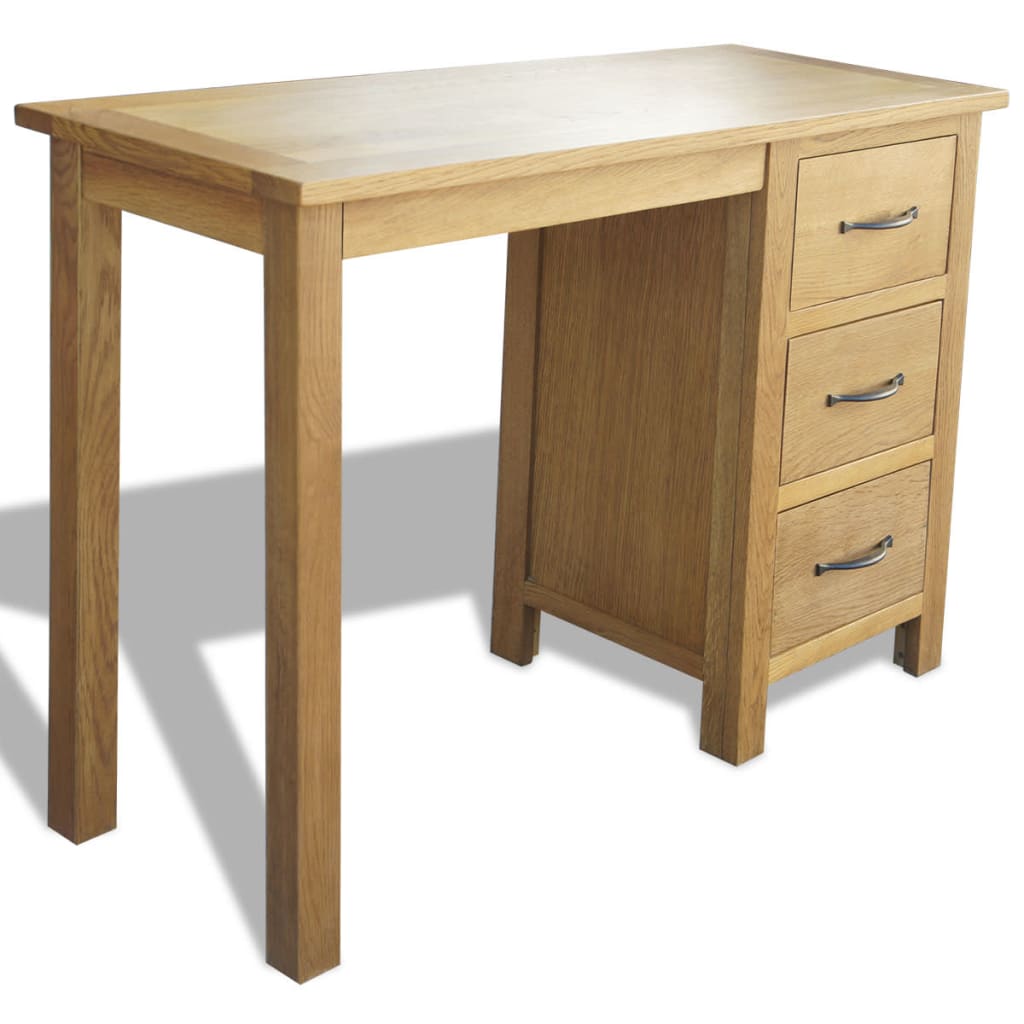 Desk with 3 Drawers 106x40x75 cm Solid Oak Wood - Newstart Furniture