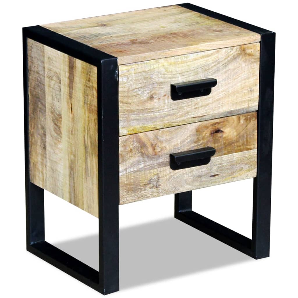 Side Table with 2 Drawers Solid Mango Wood 43x33x51 cm - Newstart Furniture