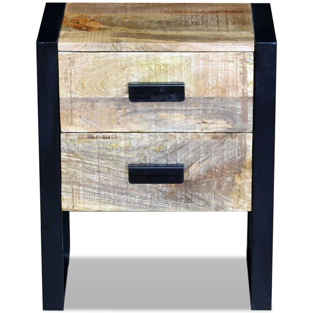 Side Table with 2 Drawers Solid Mango Wood 43x33x51 cm - Newstart Furniture