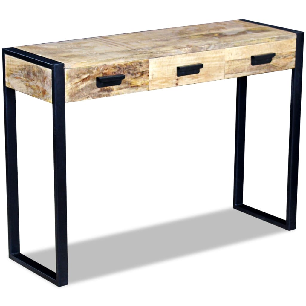 Console Table with 3 Drawers Solid Mango Wood 110x35x78 cm - Newstart Furniture