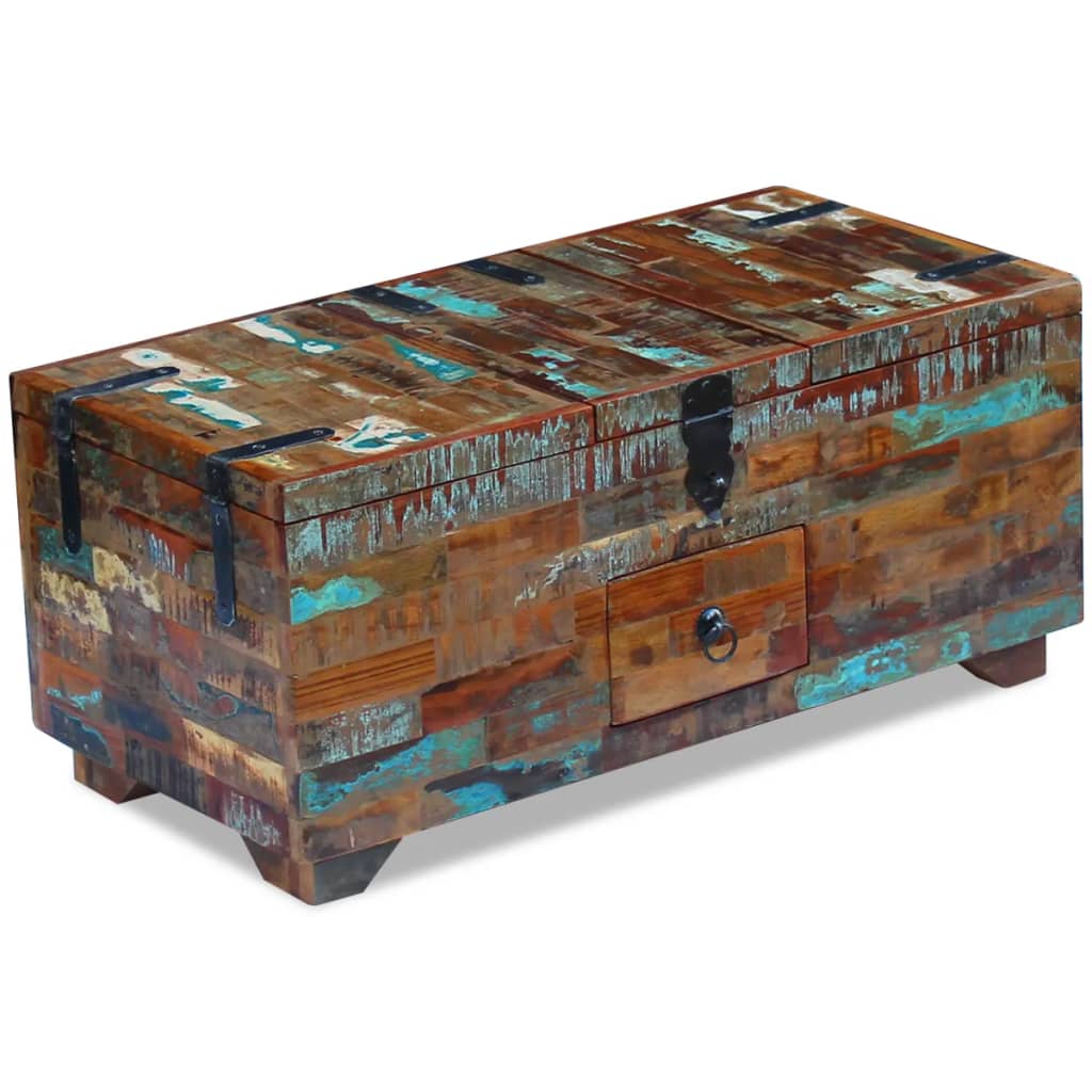 Coffee Table Box Chest Solid Reclaimed Wood 80x40x35 cm - Newstart Furniture