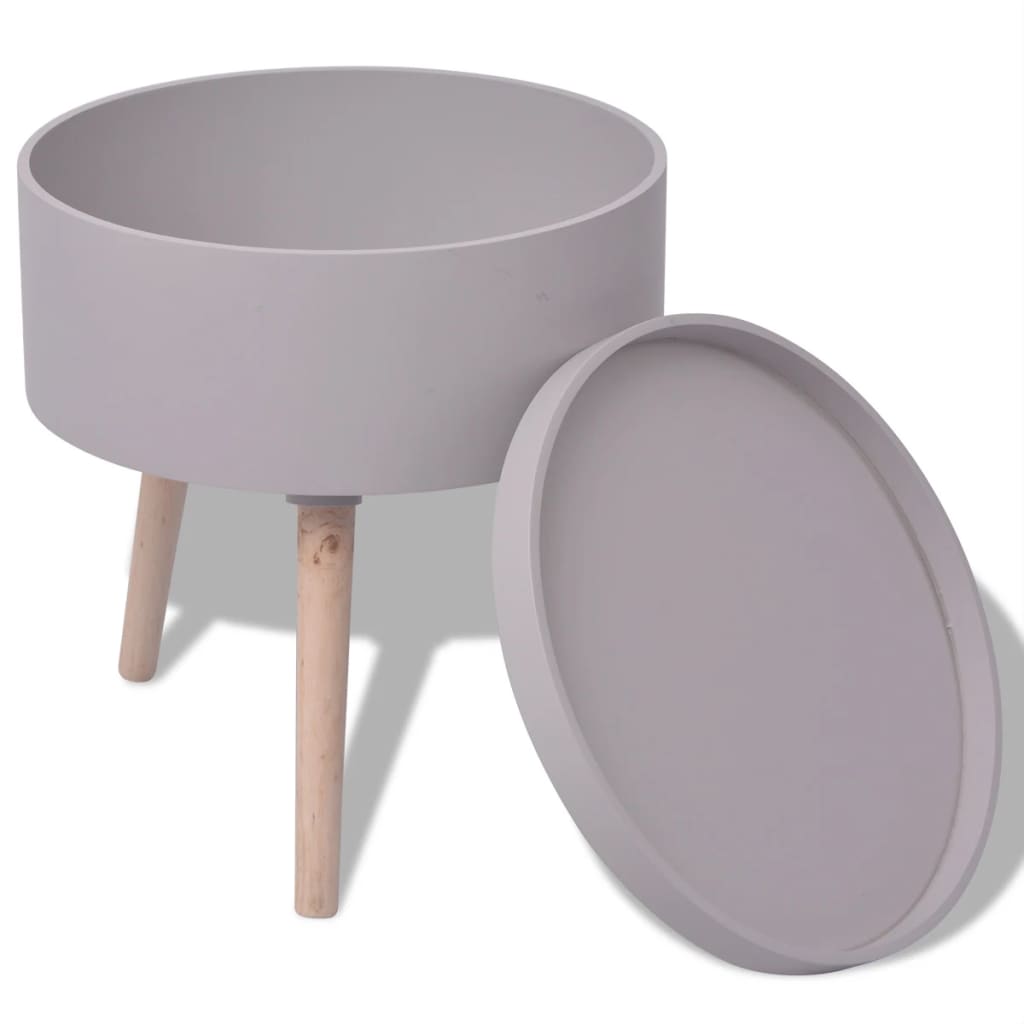 Side Table with Serving Tray Round 39.5x44.5 cm Grey - Newstart Furniture