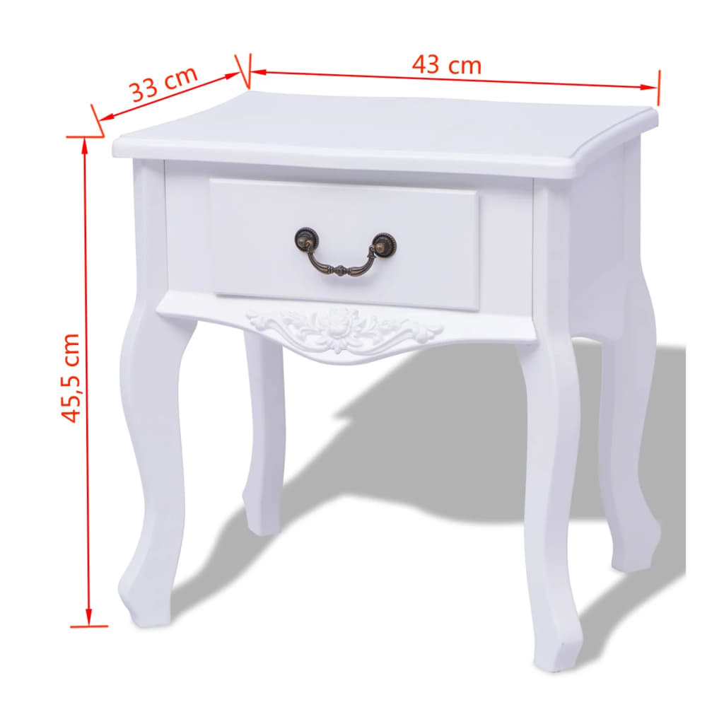 Bedside Cabinets 2 pcs MDF White - Newstart Furniture
